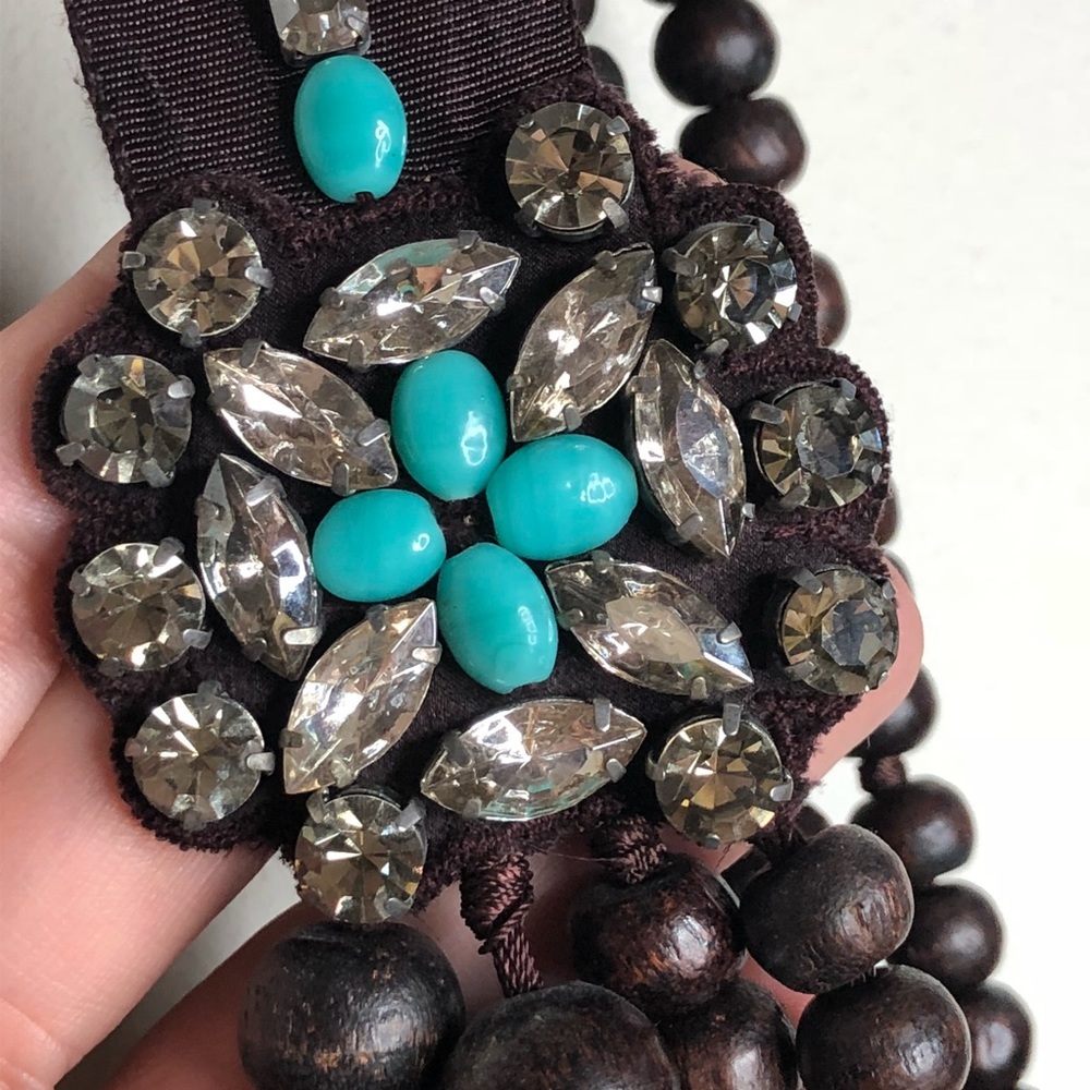 🕶️Sayulita long wood bead/Swarovski Crystal statement necklace Stella & Dot - Picture 5 of 6